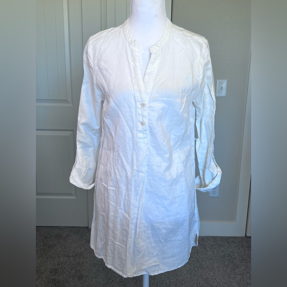 Dana Buchman White 59% Linen 41% Cotton Tunic Sz XS